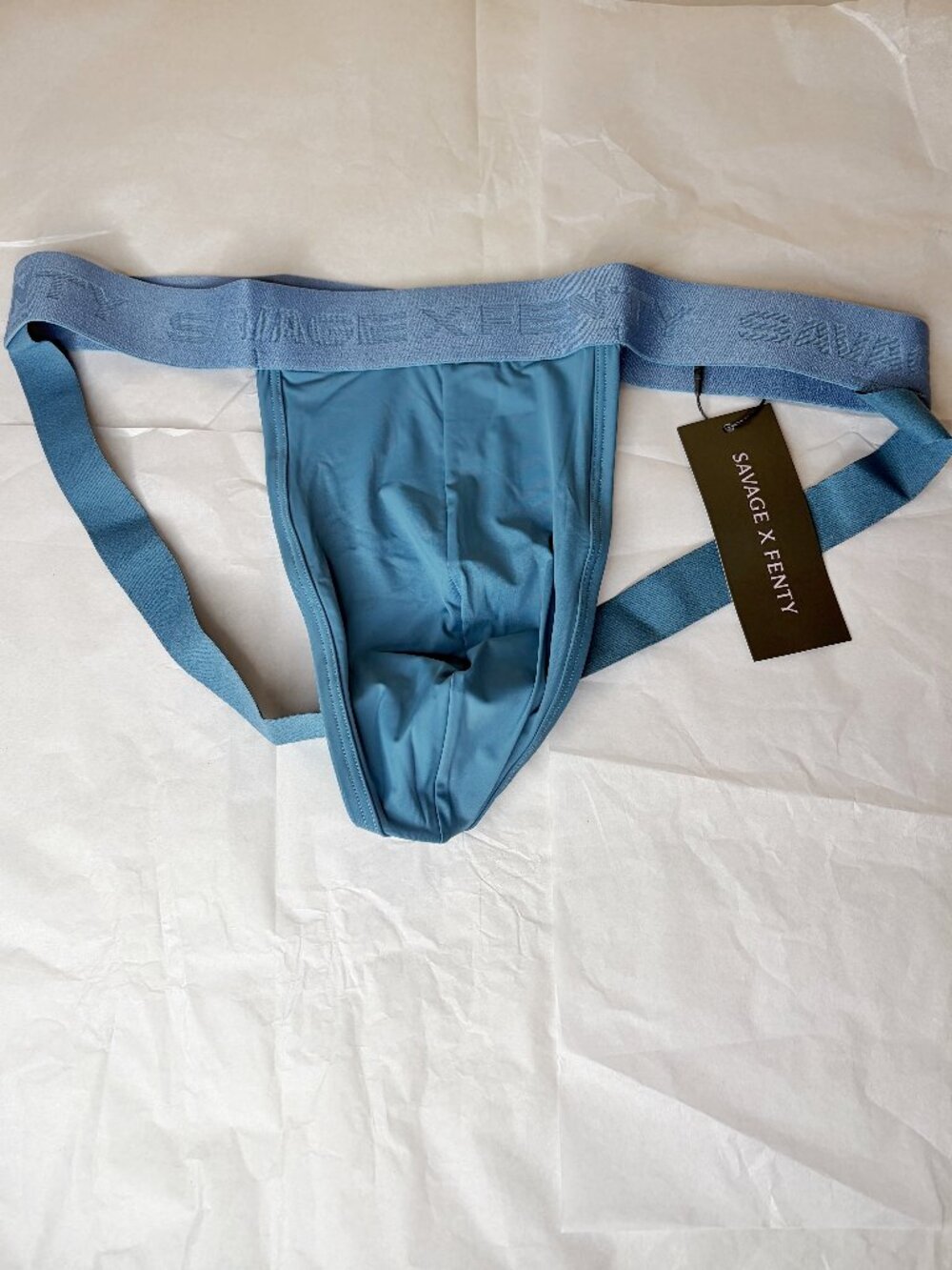 New Savage X Fenty Shadow Fit Jock Strap Blue Size L